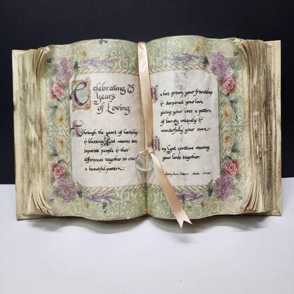 Vtg Decoupage Decorative Books Celebrating 25 Years Of Love Decor Anniversary - Picture 1 of 6